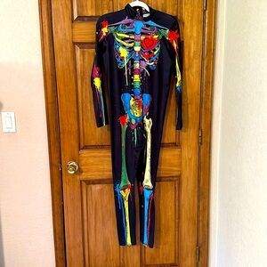 JJEUWE Women's Skeleton Halloween Bodysuit Costume Catsuit Jumpsuit Large